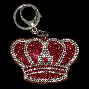 Red Rhinestone Crown Bag Charm Keychain